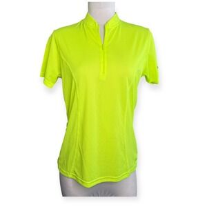 Canari San Diego CA Women's L Neon Yellow‎ Short Sleeve Cycling Jersey Top